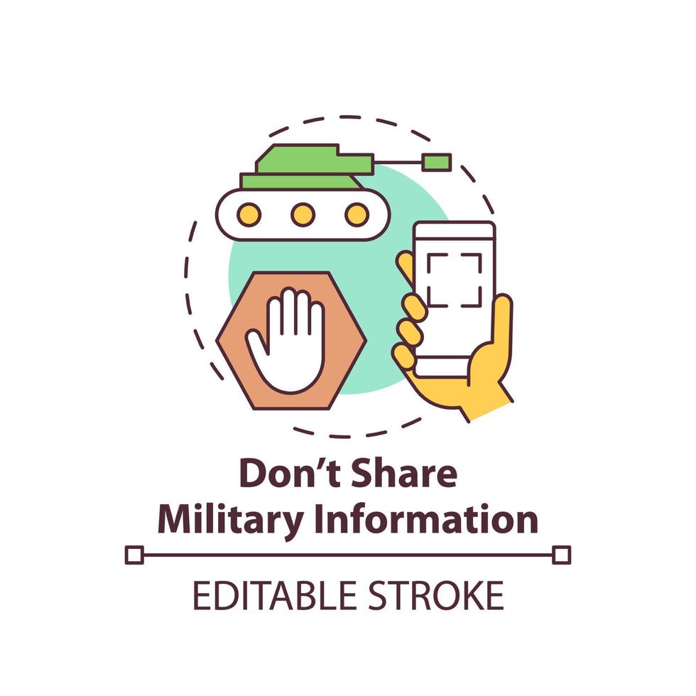 Dont share military information concept icon. Confidential data. Action during war abstract idea thin line illustration. Isolated outline drawing. Editable stroke. vector