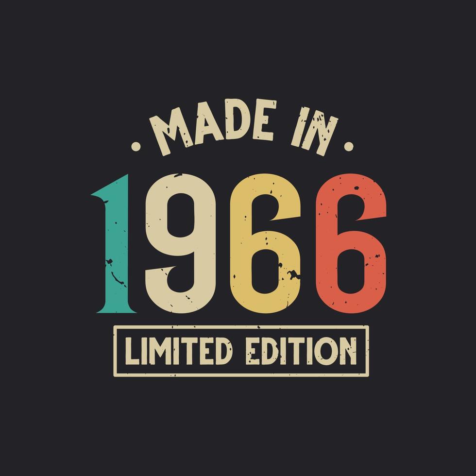 Vintage 1966 birthday, Made in 1966 Limited Edition vector