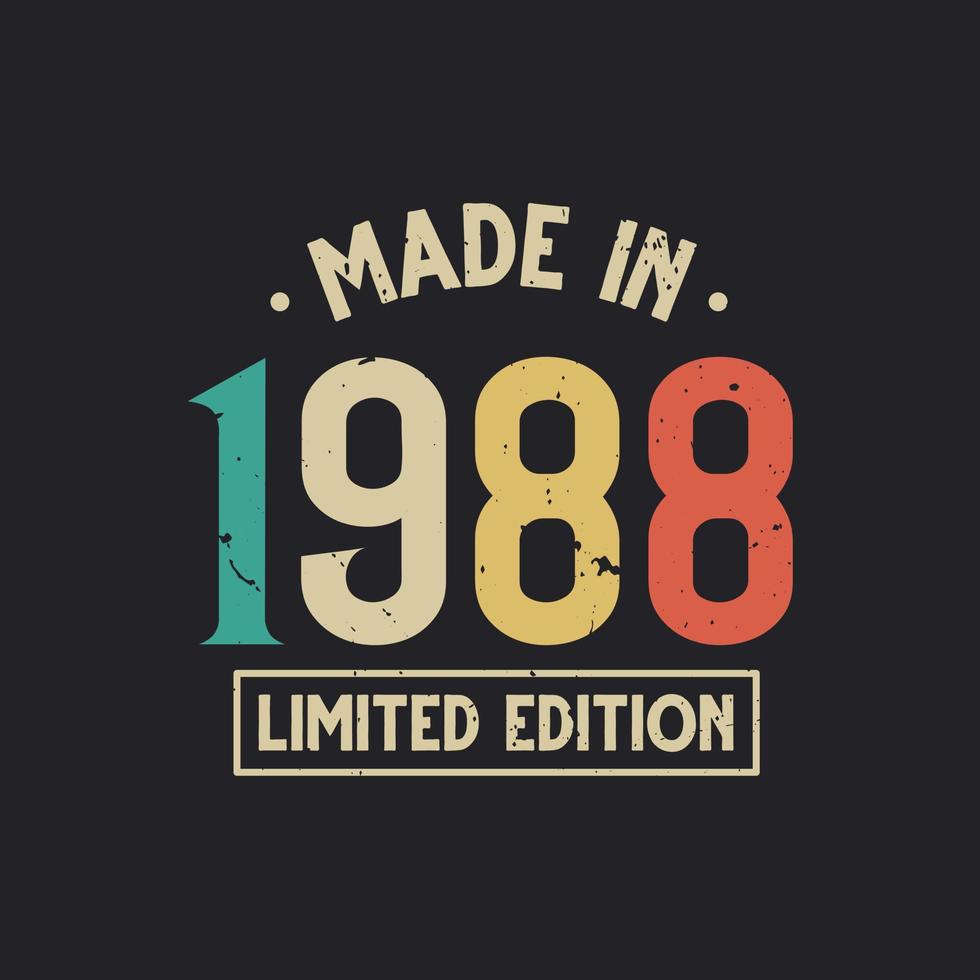 Vintage 1988 birthday, Made in 1988 Limited Edition vector