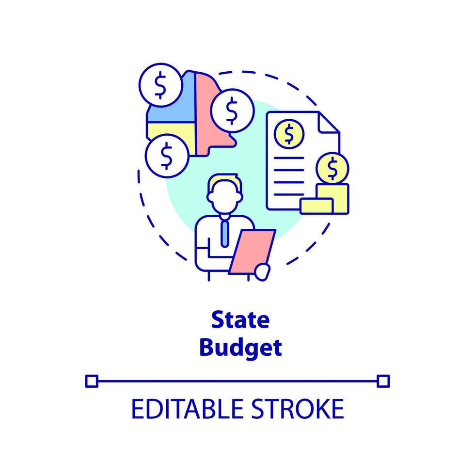 State budget concept icon. Financial program. Revenue and expenses. Budgeting type abstract idea thin line illustration. Isolated outline drawing. Editable stroke. vector