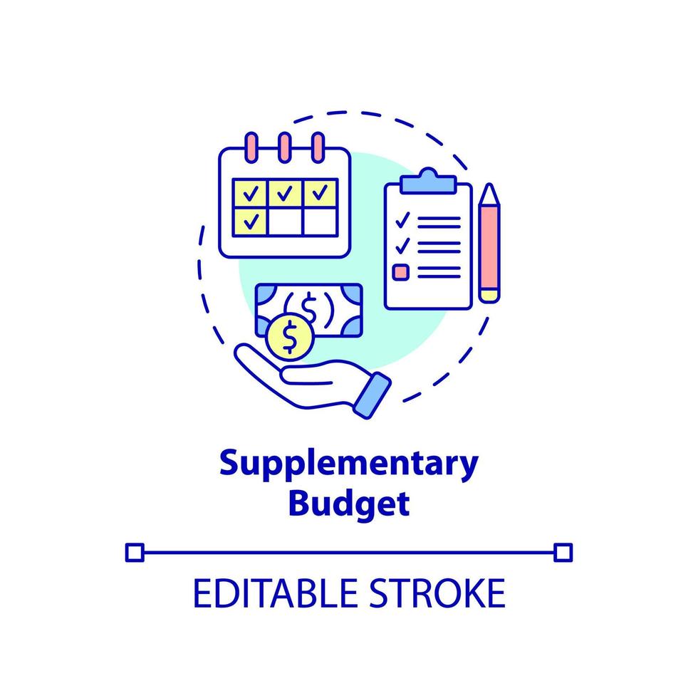 Supplementary budget concept icon. Additional financial program. Budgeting type abstract idea thin line illustration. Isolated outline drawing. Editable stroke. vector
