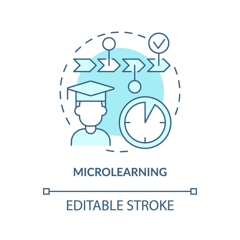 Microlearning turquoise concept icon. New skill you can learn abstract idea thin line illustration. Small content pieces. Isolated outline drawing. Editable stroke. vector