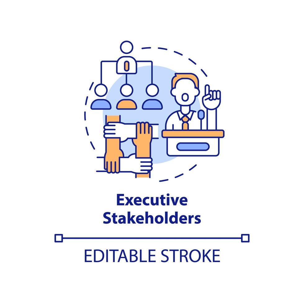 Executive stakeholders concept icon. Project management. Type of stakeholder abstract idea thin line illustration. Isolated outline drawing. Editable stroke. vector