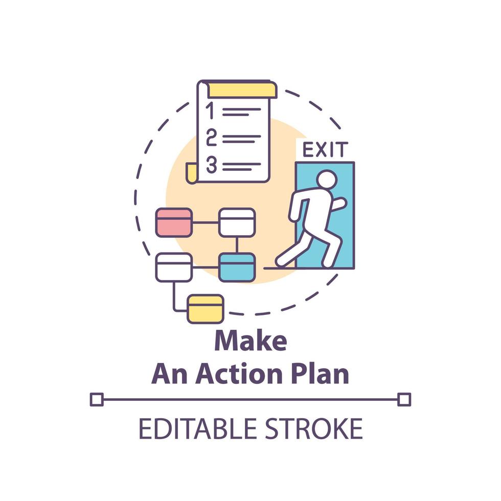 Make action plan concept icon. How to deal with emotions during war abstract idea thin line illustration. Isolated outline drawing. Editable stroke. vector