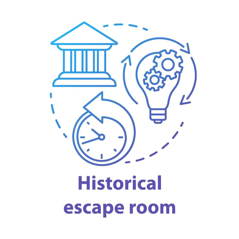 histórico icono de concepto de gradiente azul de la sala de escape. ilustración de línea delgada de idea de búsqueda de tema. materia de historia atrás en el tiempo. juego sobre tiempos pasados, medievales y antiguos. dibujo de contorno aislado vectorial vector