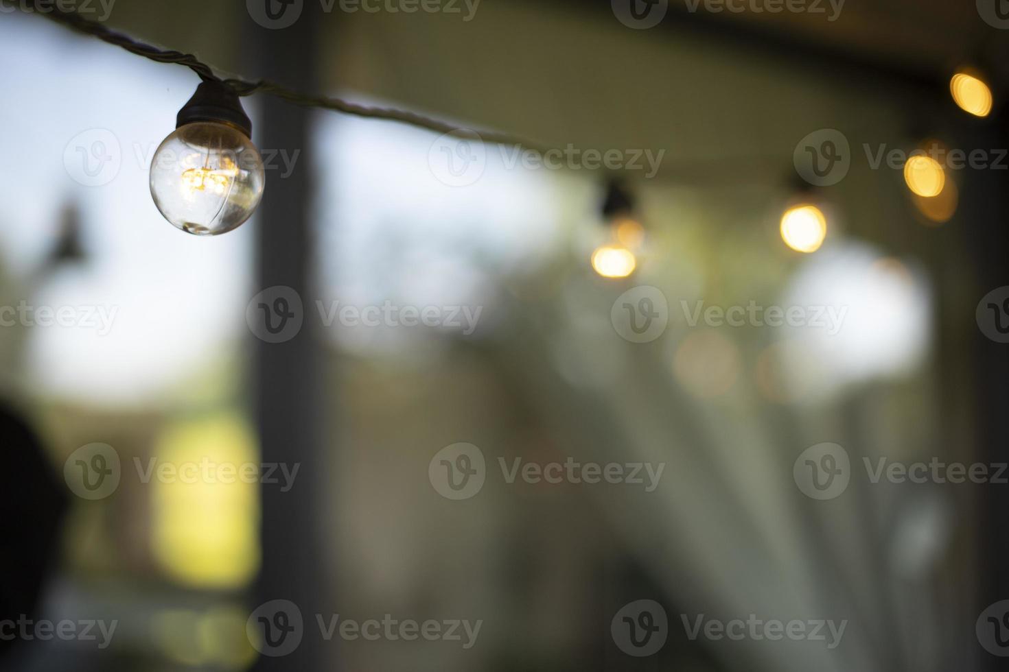 Incandescent garland bulbs. Interior details. photo