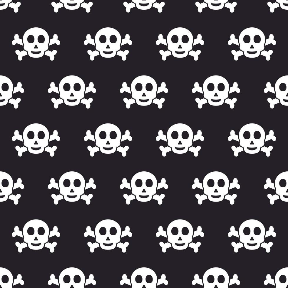 cráneo y huesos de patrones sin fisuras. fondo pirata, rockero, peligroso y venenoso. vector
