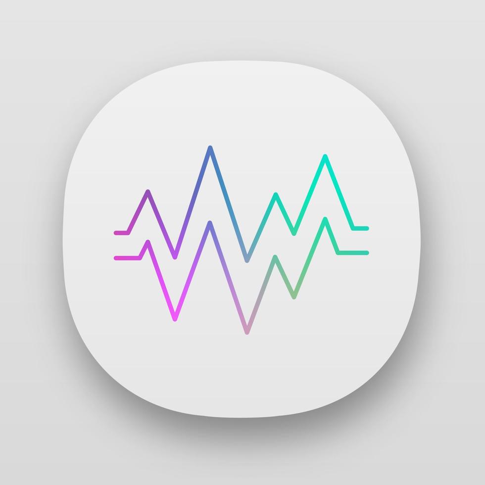 Heart beat app icon. UI UX user interface. Sound and audio wave. Heart pulse. Music frequency, digital soundwave. Soundtrack playing amplitude. Web or mobile applications. Vector isolated illustration