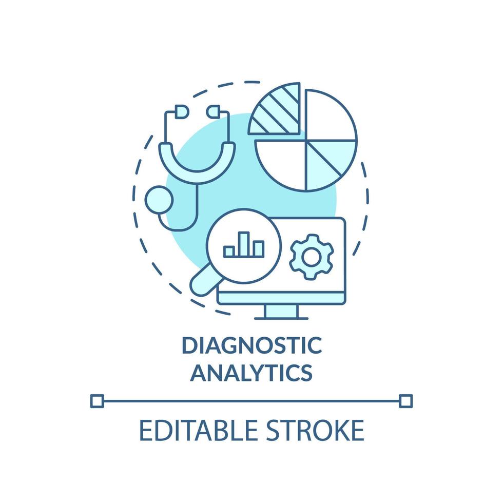 Diagnostic analytics turquoise concept icon. Business data management type abstract idea thin line illustration. Isolated outline drawing. Editable stroke. vector