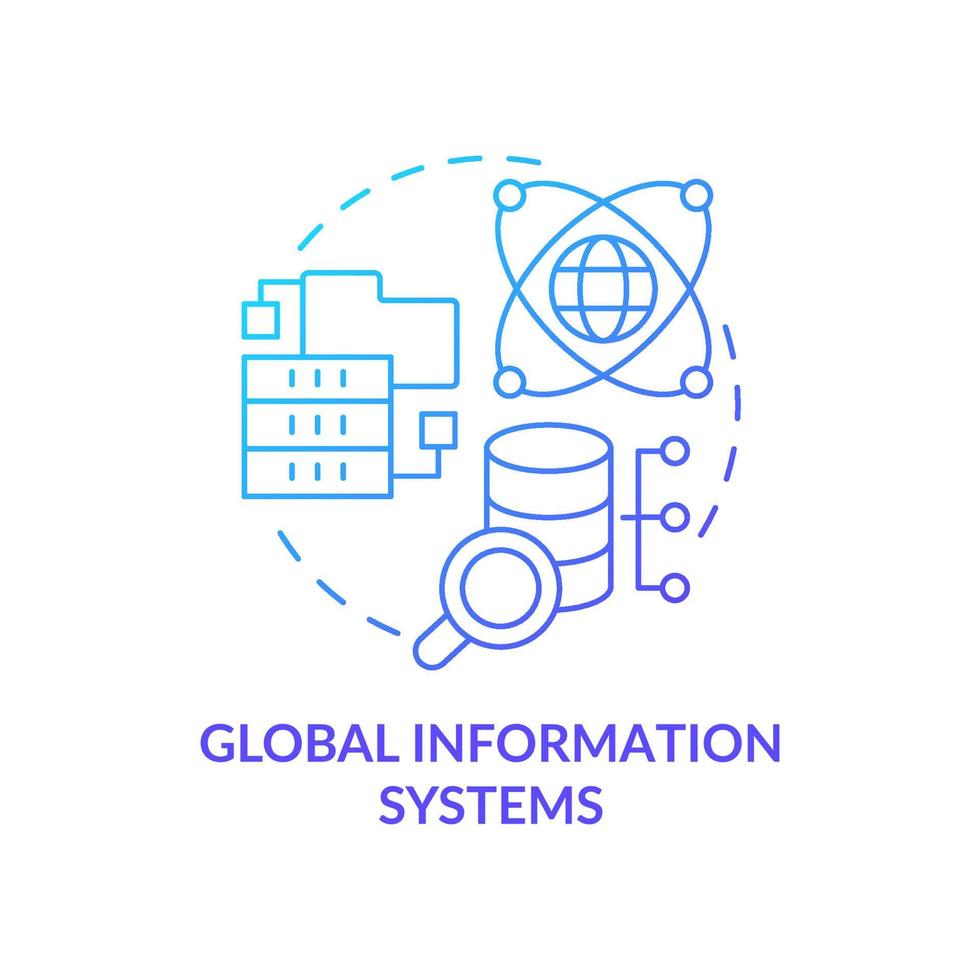 Global information systems blue gradient concept icon. Storing and analyzing data abstract idea thin line illustration. Globalization. Isolated outline drawing. vector