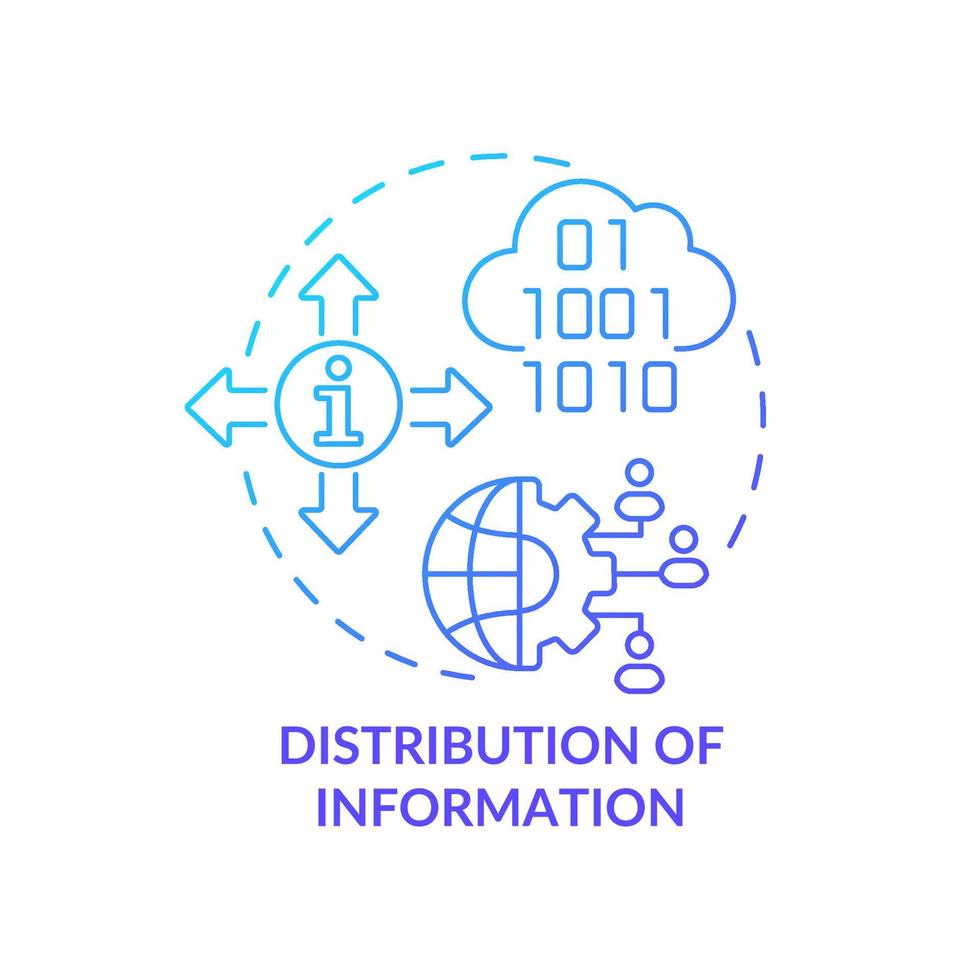 Distribution of information blue gradient concept icon. Purpose of information sector abstract idea thin line illustration. Technology. Isolated outline drawing. vector