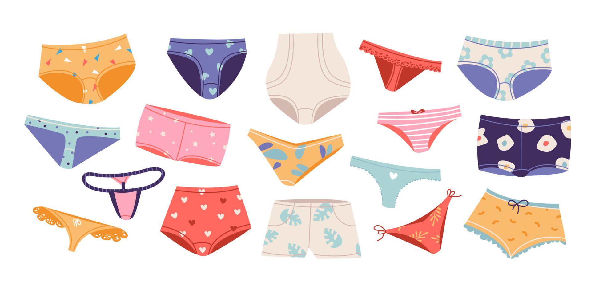 Set of Women Panties. Types of women's underwear. String,Tanga