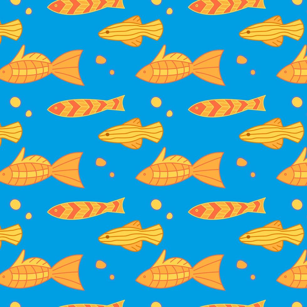 pattern seamless fish. children's background. doodle style vector