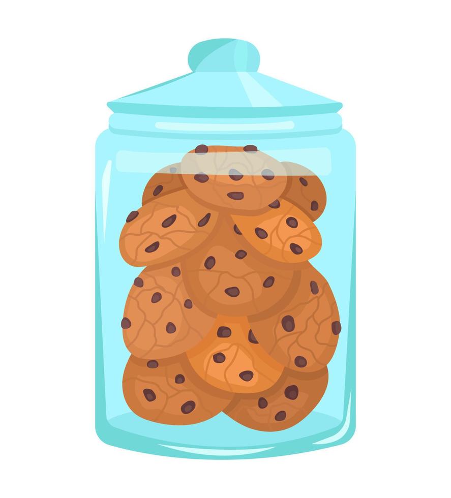 tarro de galletas con sabrosas galletas de chocolate. diseño para tarjeta de invitación de vacaciones, afiche, pancarta, postal, impresión. ilustración vectorial vector