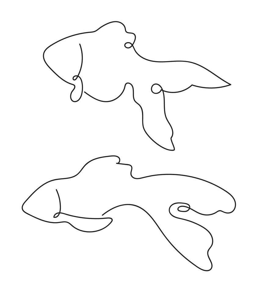 Abstract fish in continuous line art drawing style. Minimalist