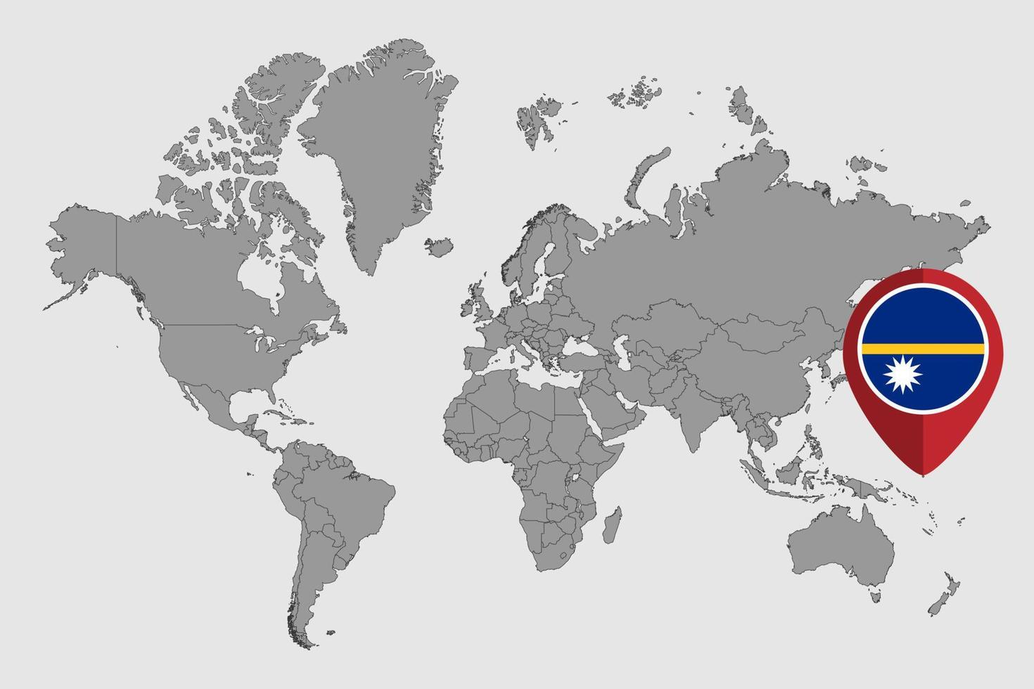 Pin map with Nauru flag on world map. Vector illustration.