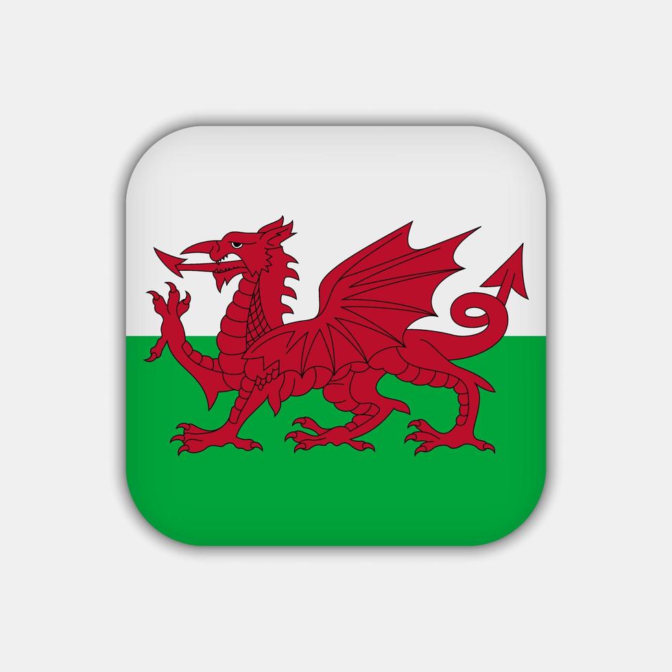 Wales flag, official colors. Vector illustration.