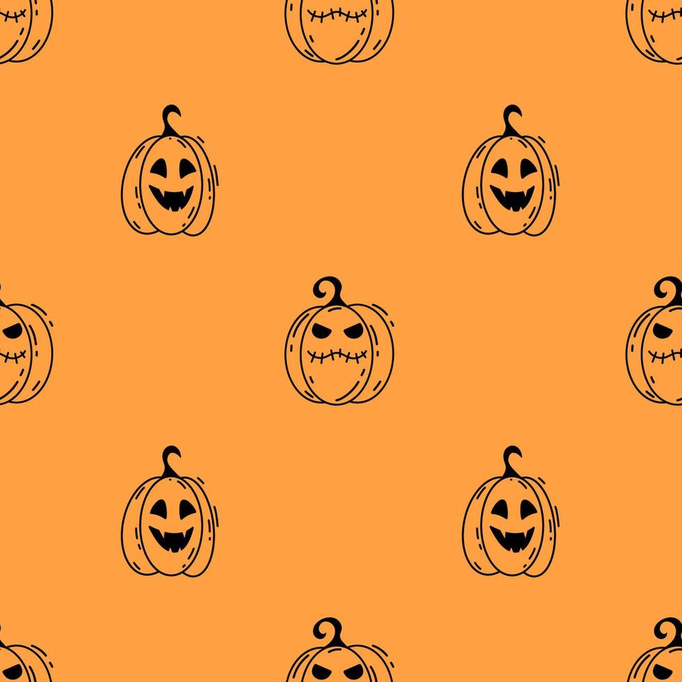 contorno de halloween calabazas de patrones sin fisuras. garabato, vector, ilustración vector
