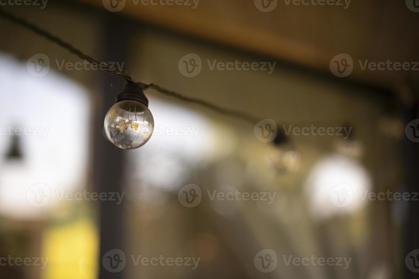 Incandescent garland bulbs. Interior details. photo