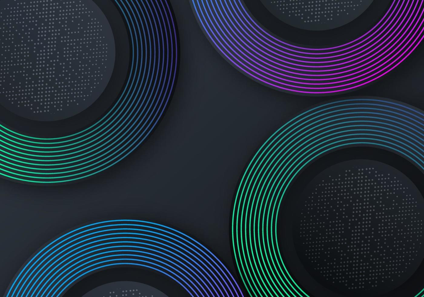 Abstract Overlap Layers Blue and Purple Gradient Line Decoration on Dark Background with Copy Space vector