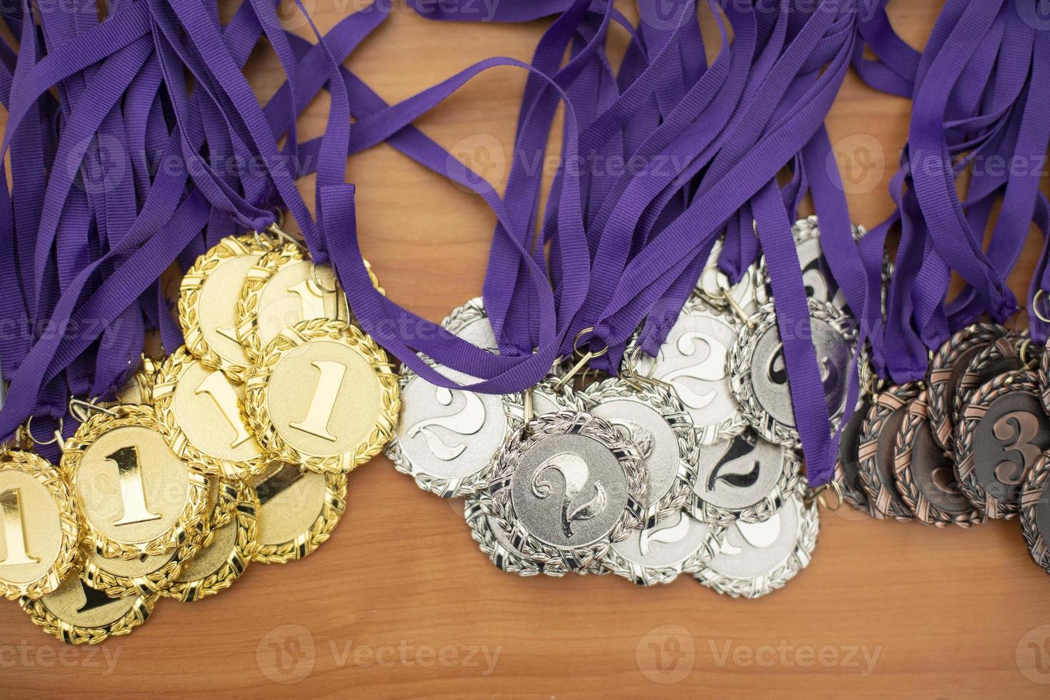 Medals for winners. Badge of distinction for sporting achievements. photo