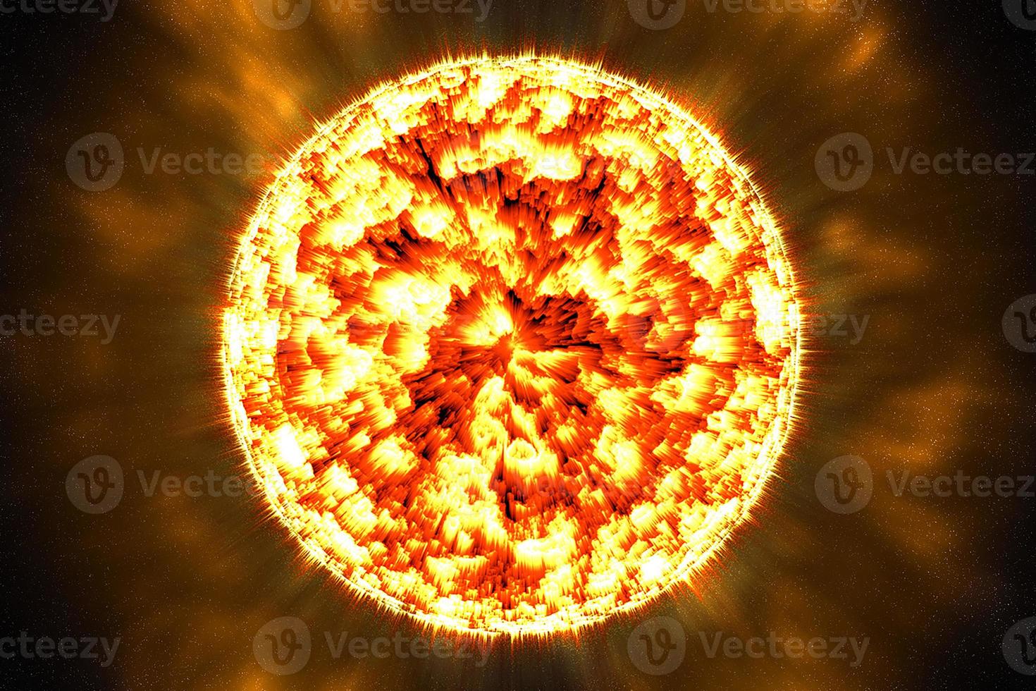 Sun surface with solar flares in photo