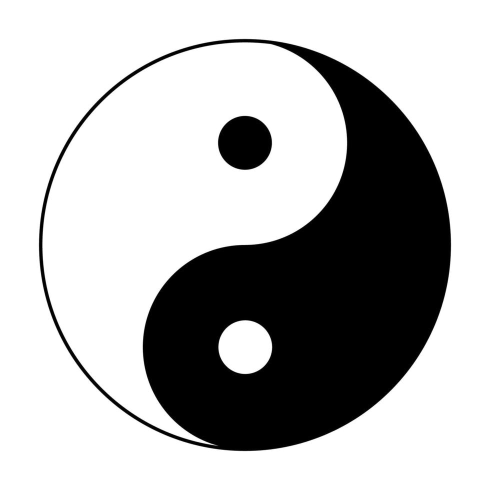 Black yin yang on a white background, vector