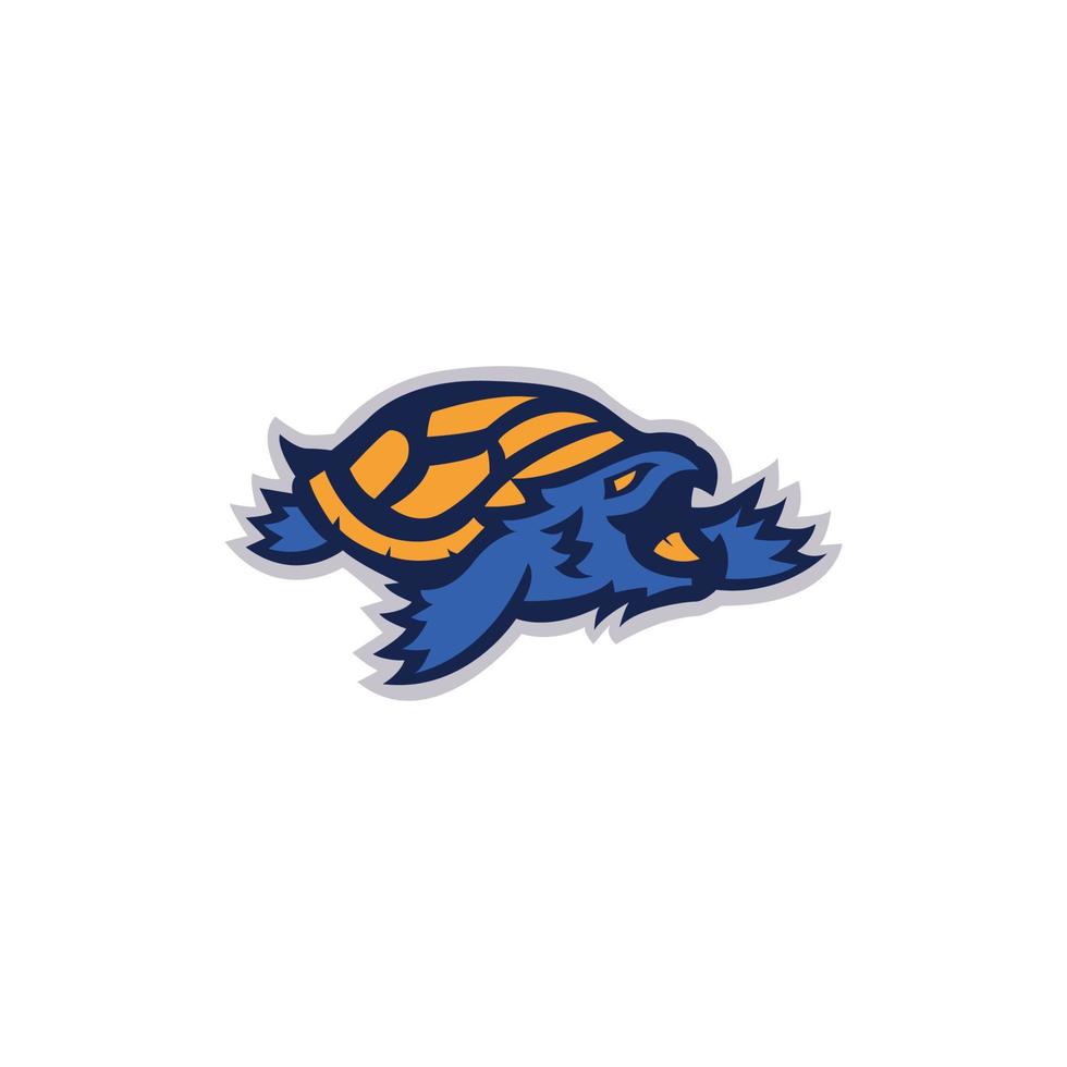 Turtle logo, orange blue with white background vector