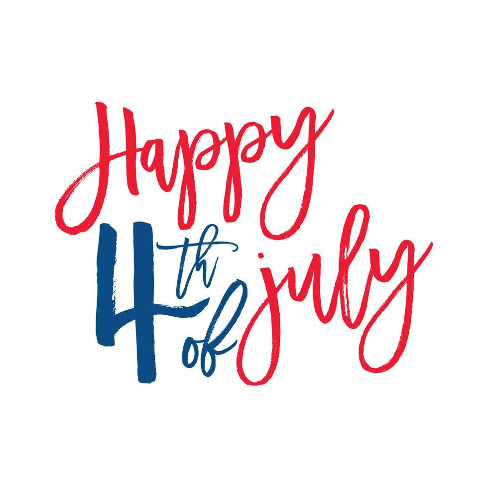 Happy 4th of July. brush calligraphy. tshirt, gift card to the day of Independence. Vector on white background.