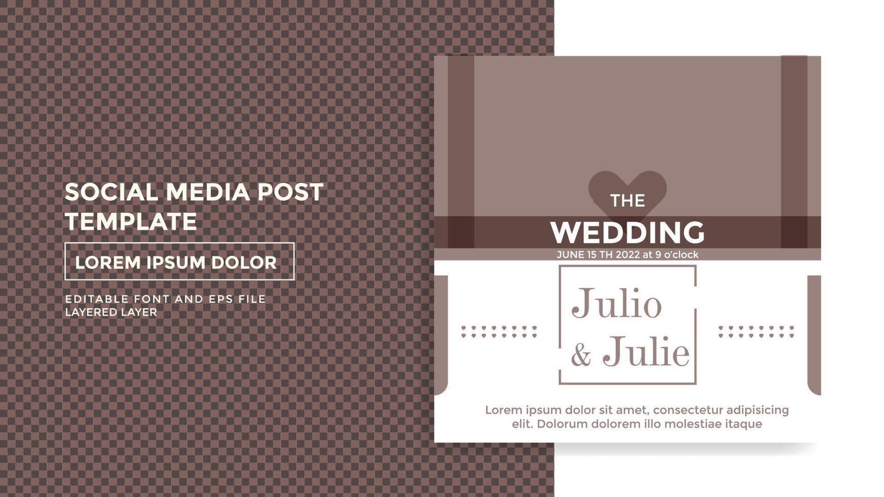 plantilla de publicación de redes sociales de tema de saludo de boda vector