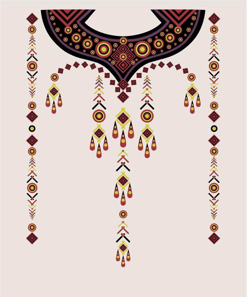Neckline Kaftans. Geometrical And Ethnic Textile neckline design and motif for textile branding Fabric illustration Design for cover, fabric, textile, wraps. Vector Illustration