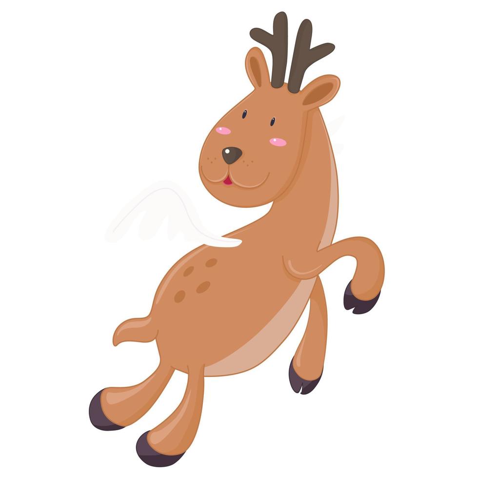 Reindeer Flying with Wings-a Christmas Cartoon Character vector