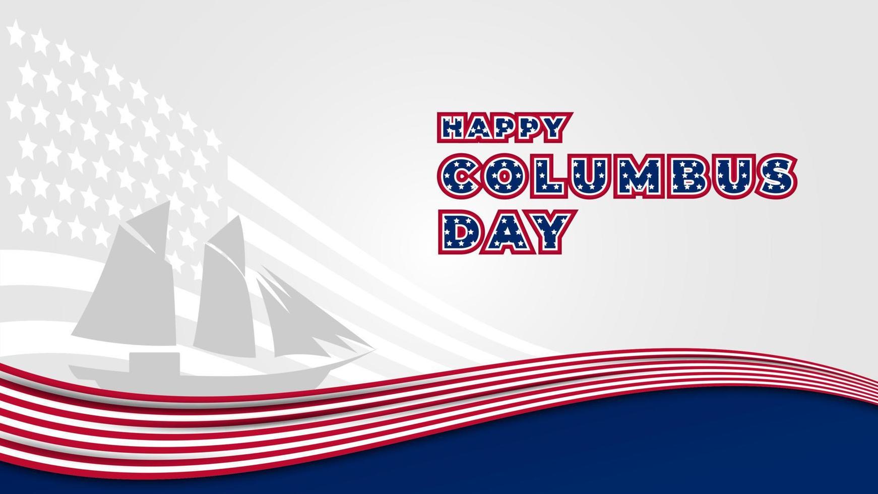 columbus day greeting with sailboat and usa flag vector