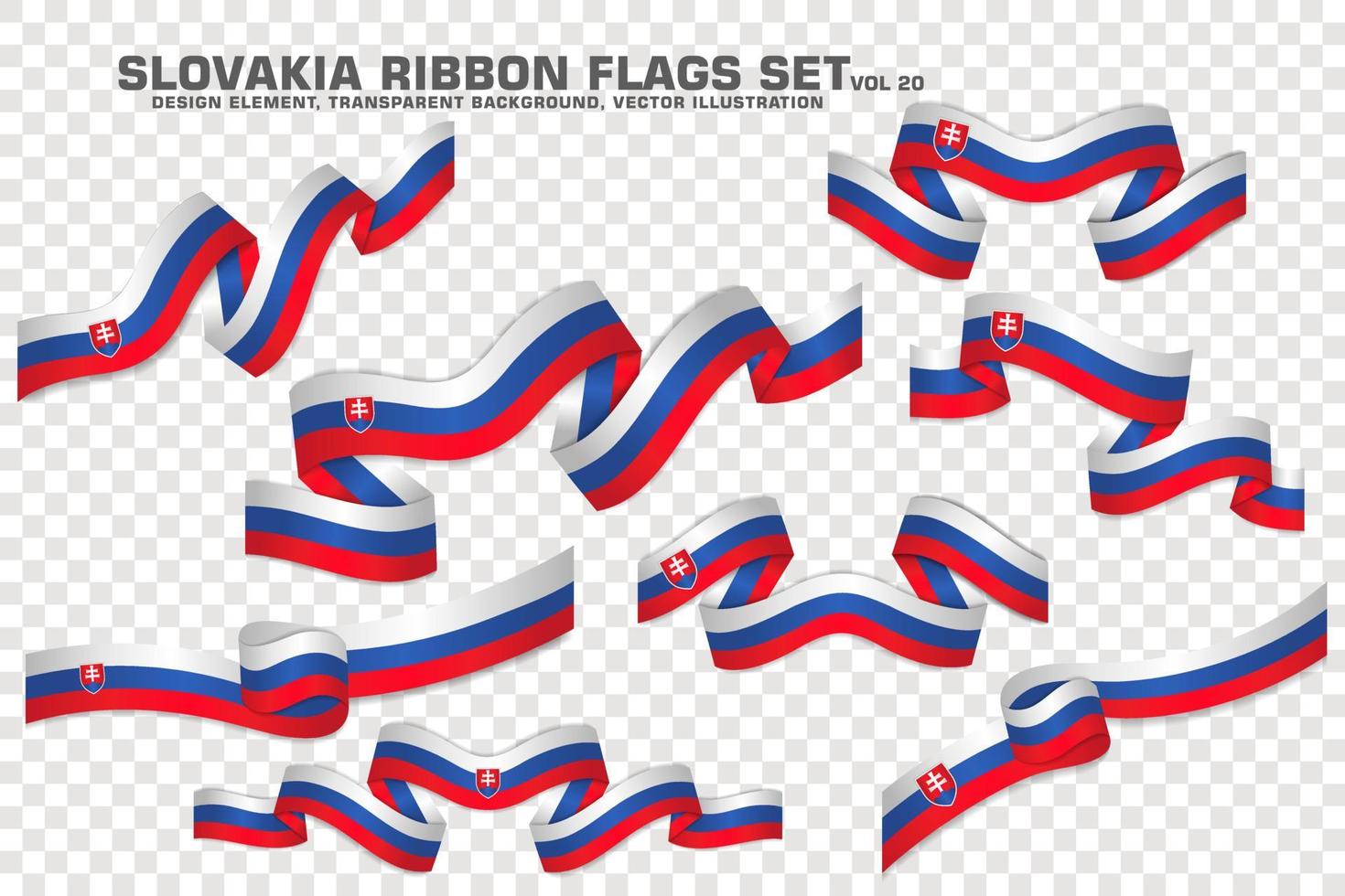 Slovakia Ribbon Flags Set, Element design. vector Illustration