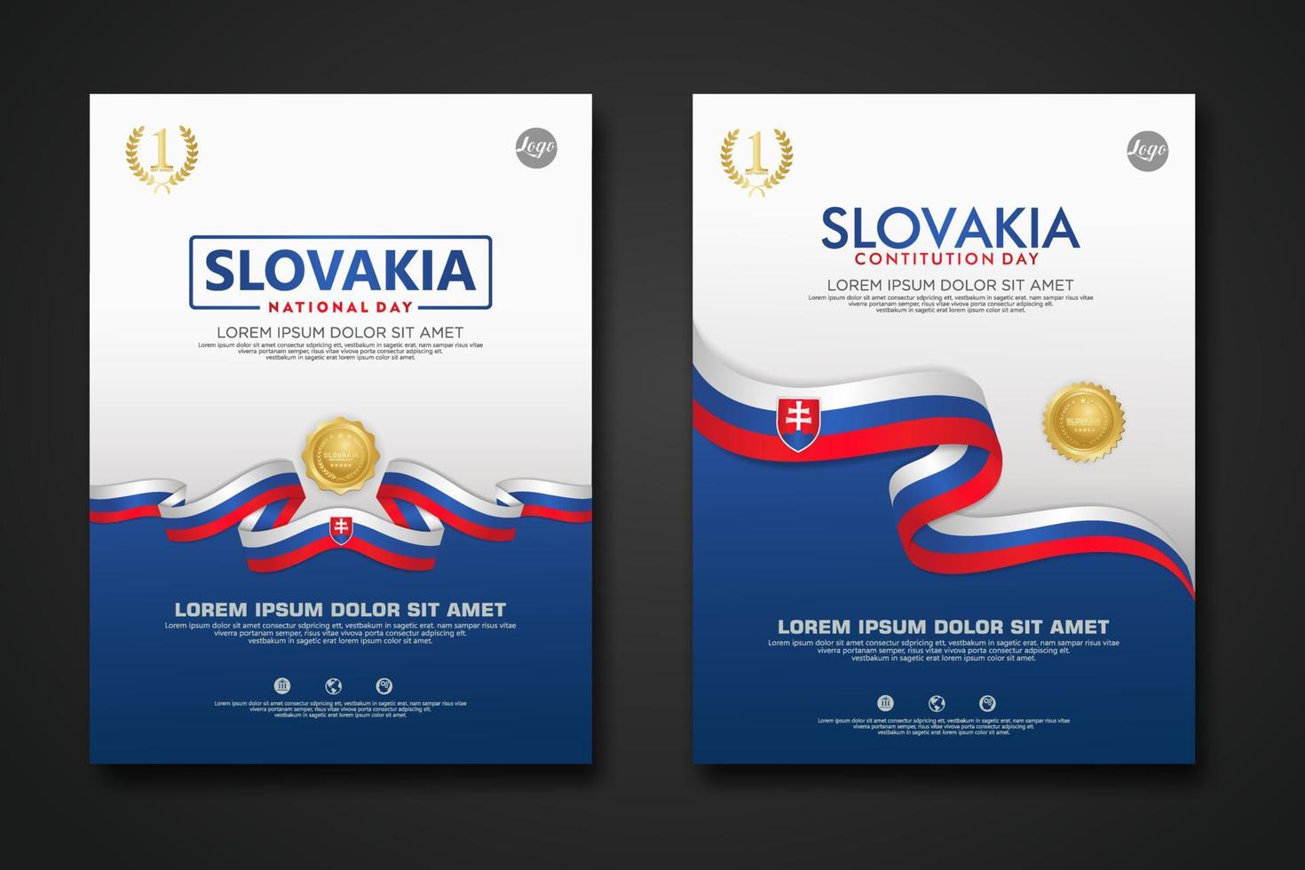 Set poster design Slovakia Constitution Day background template vector