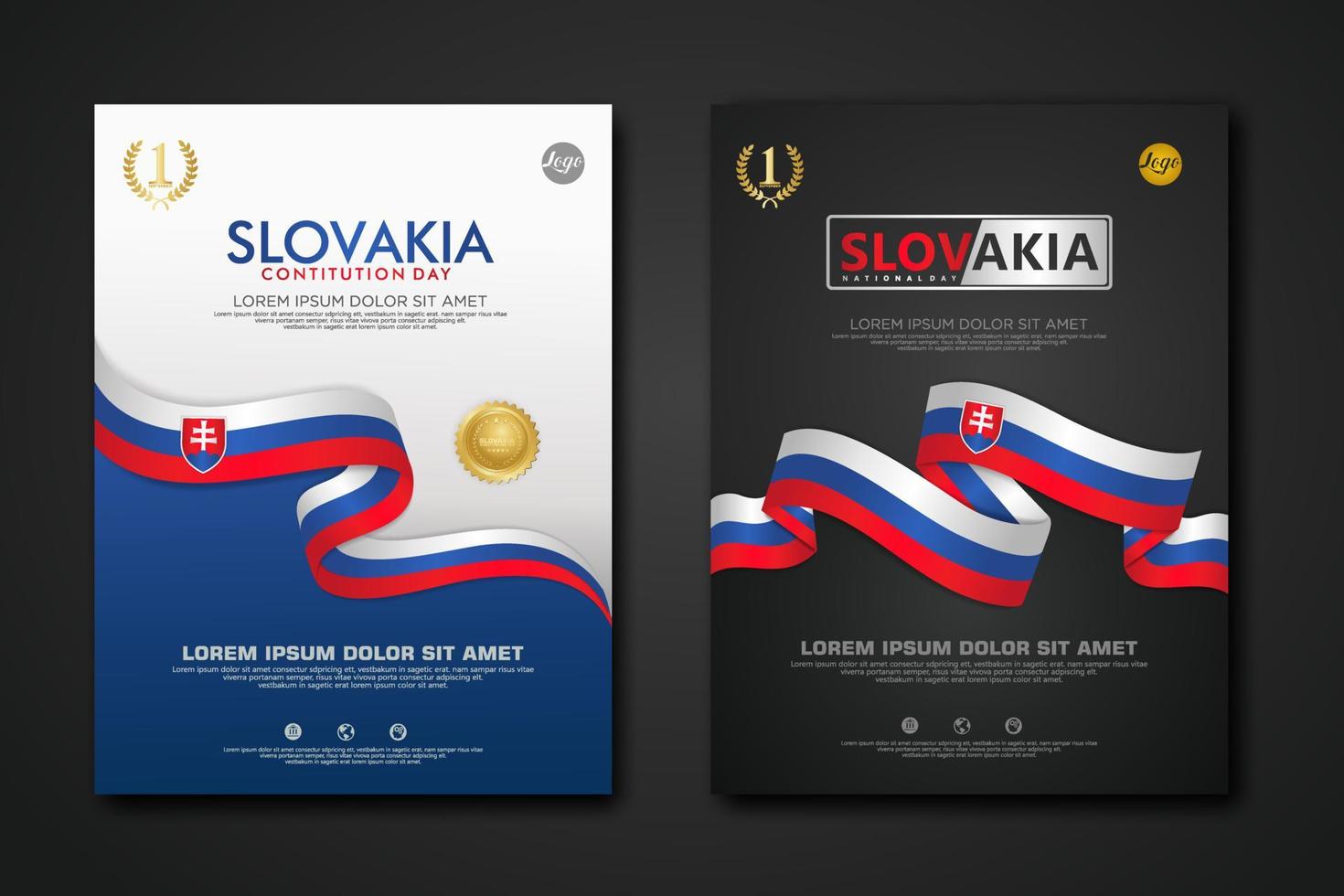 Set poster design Slovakia Constitution Day background template vector