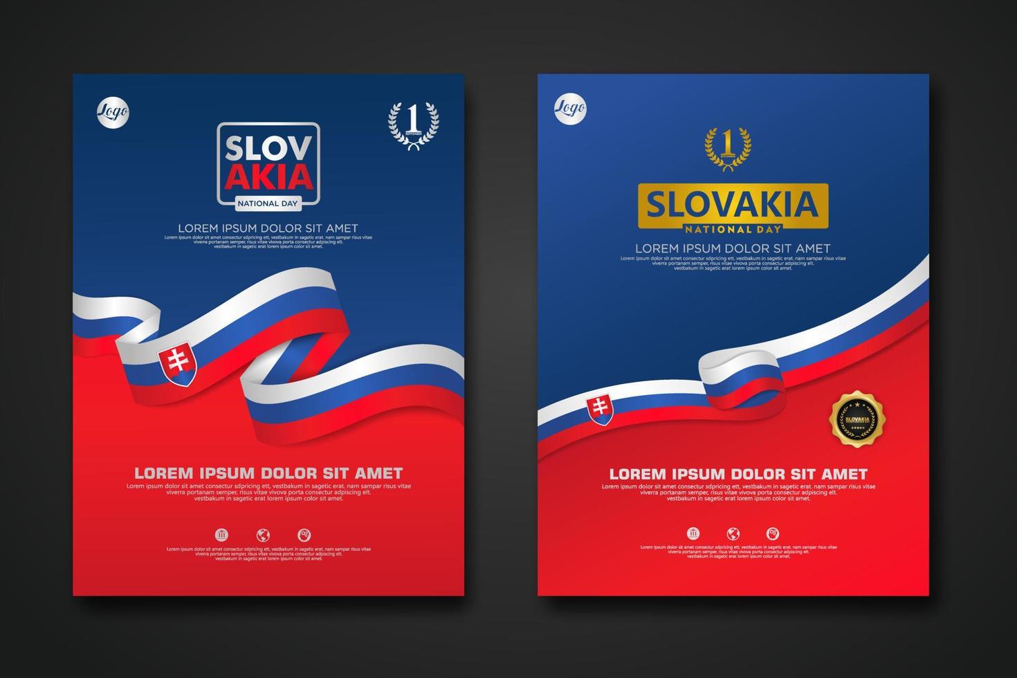 Set poster design Slovakia Constitution Day background template vector