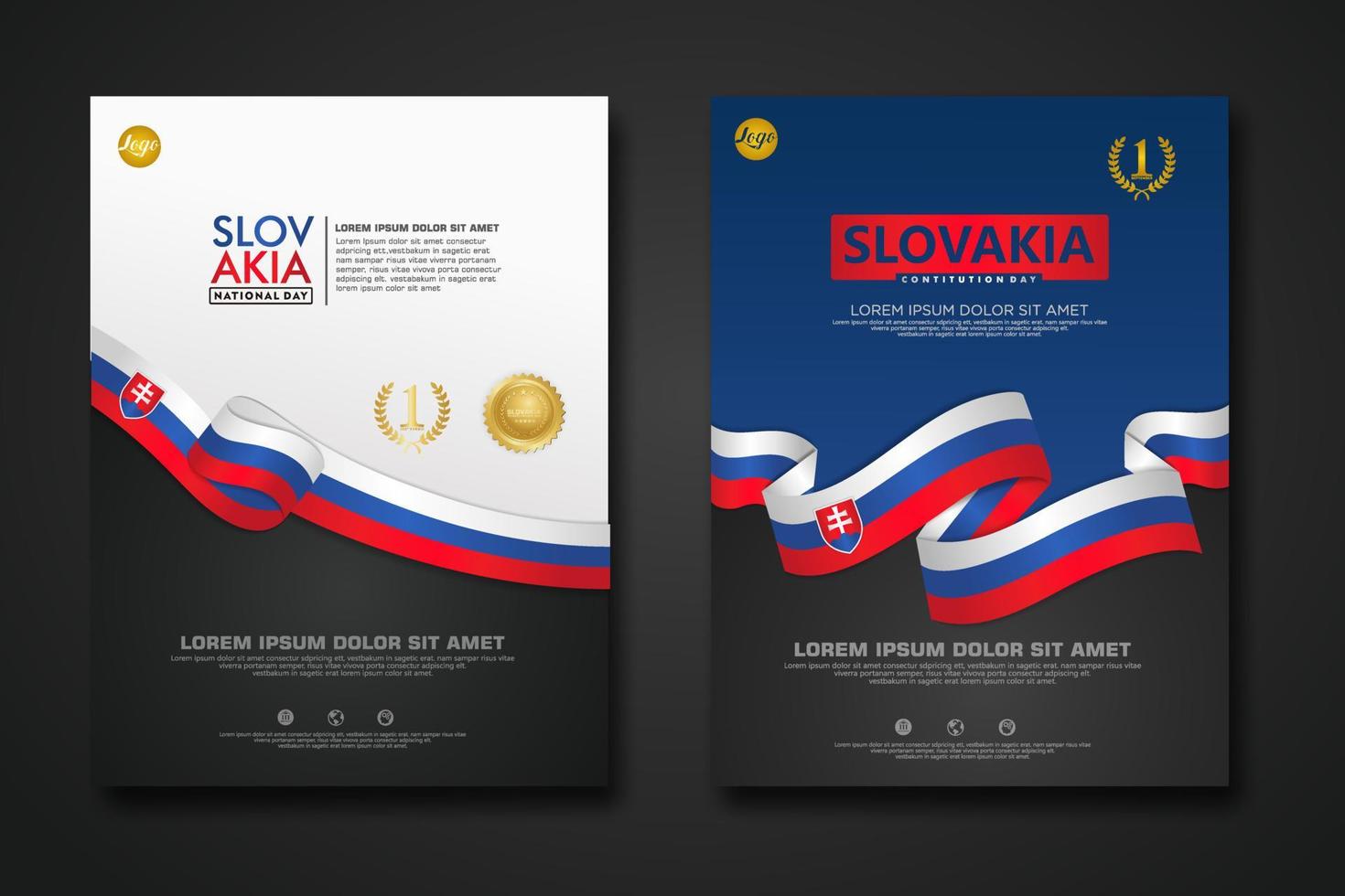 Set poster design Slovakia Constitution Day background template vector
