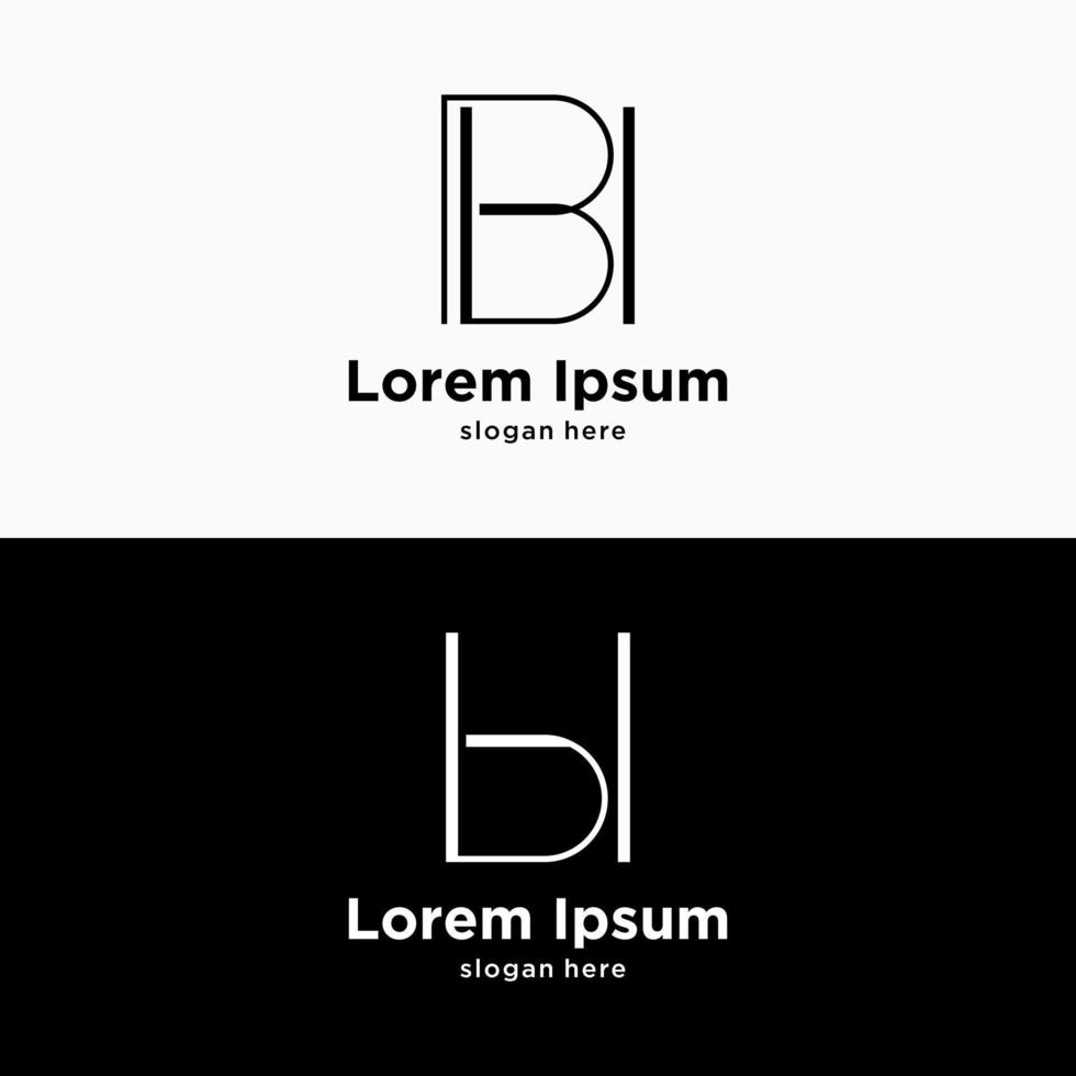 establecer dos letras de estilo bh monograma línea delgada plantilla de logotipo de identidad moderna vector