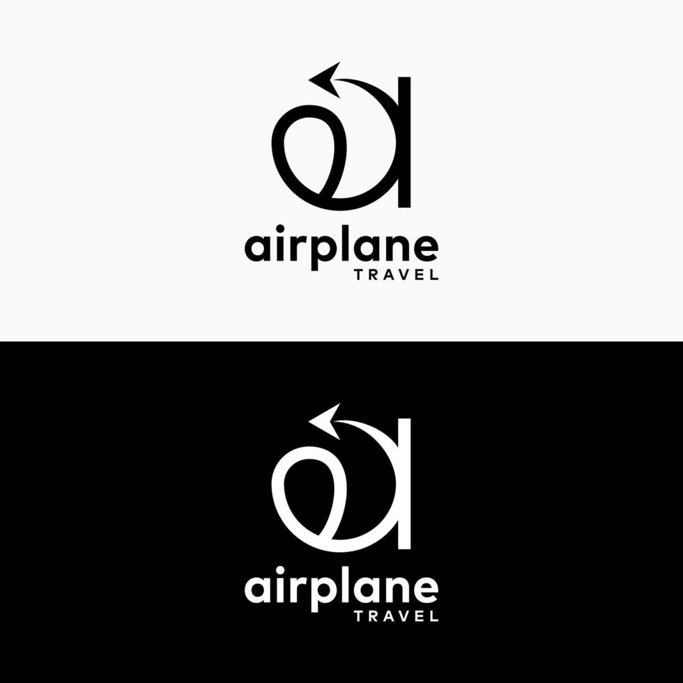 Letter A Alphabet Monogram Style Travel Transportation Plane Paper Logo Template vector