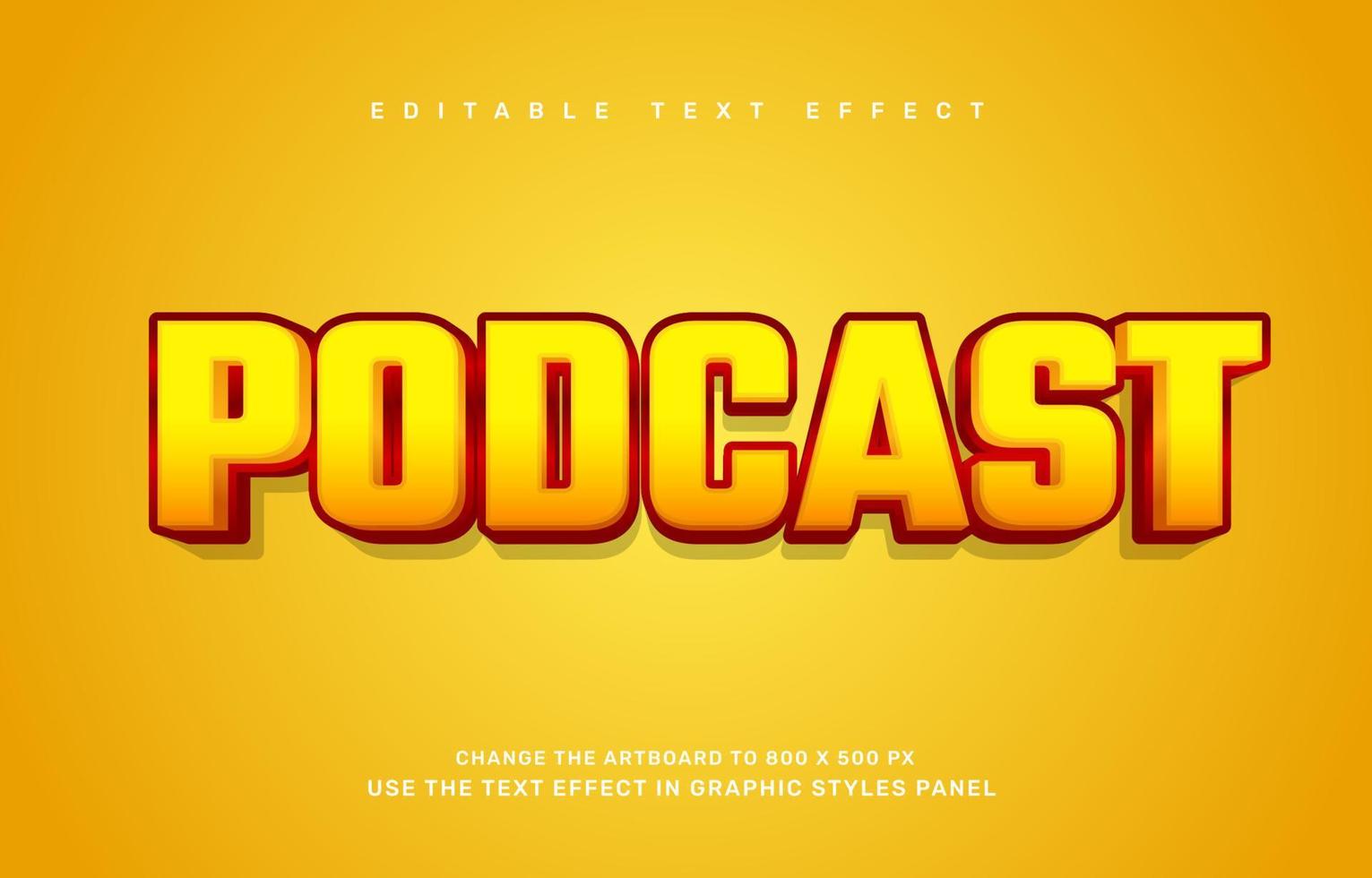 plantilla de efecto de texto editable de podcast vector