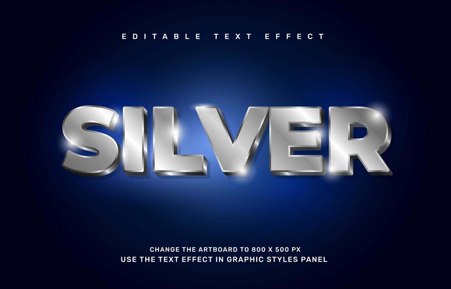 Silver editable text effect vector