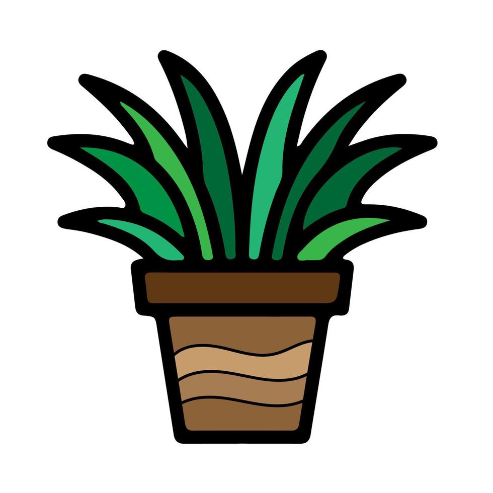 Vector illustration of plant pot. Flower pot web icon.
