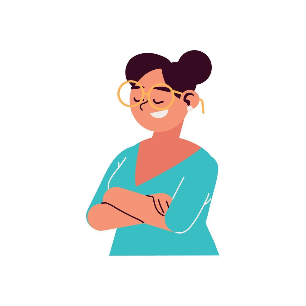 young woman with eyeglasses vector