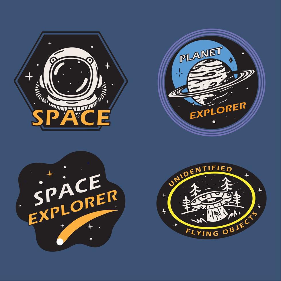 set of space retro vector