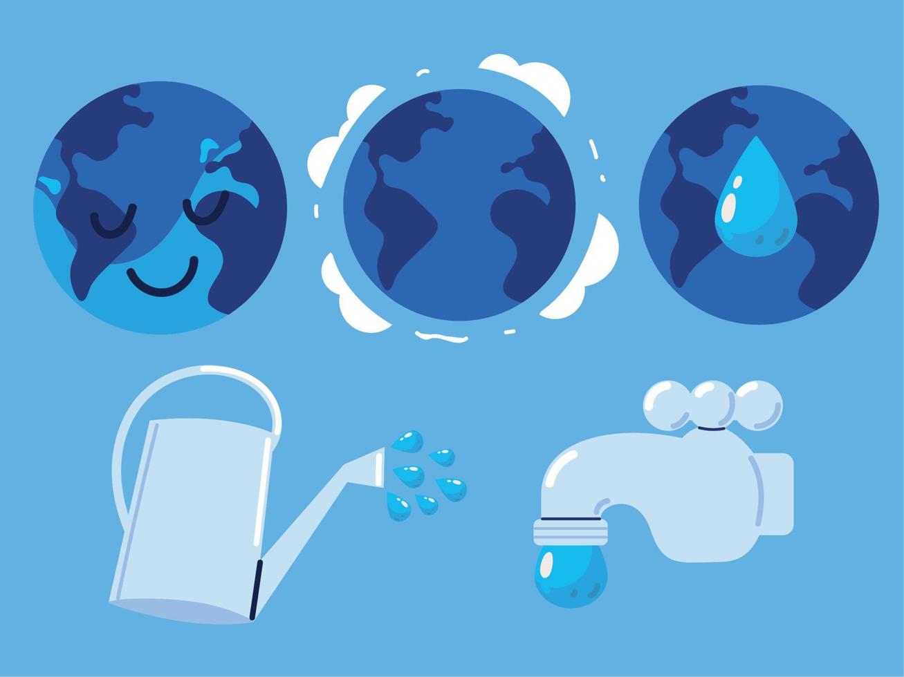 world water day icons vector