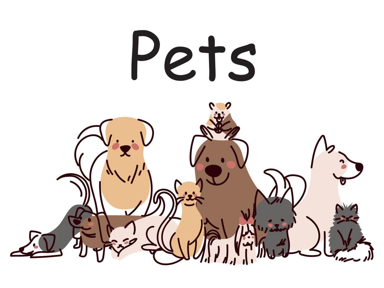 mascotas animales lindos vector