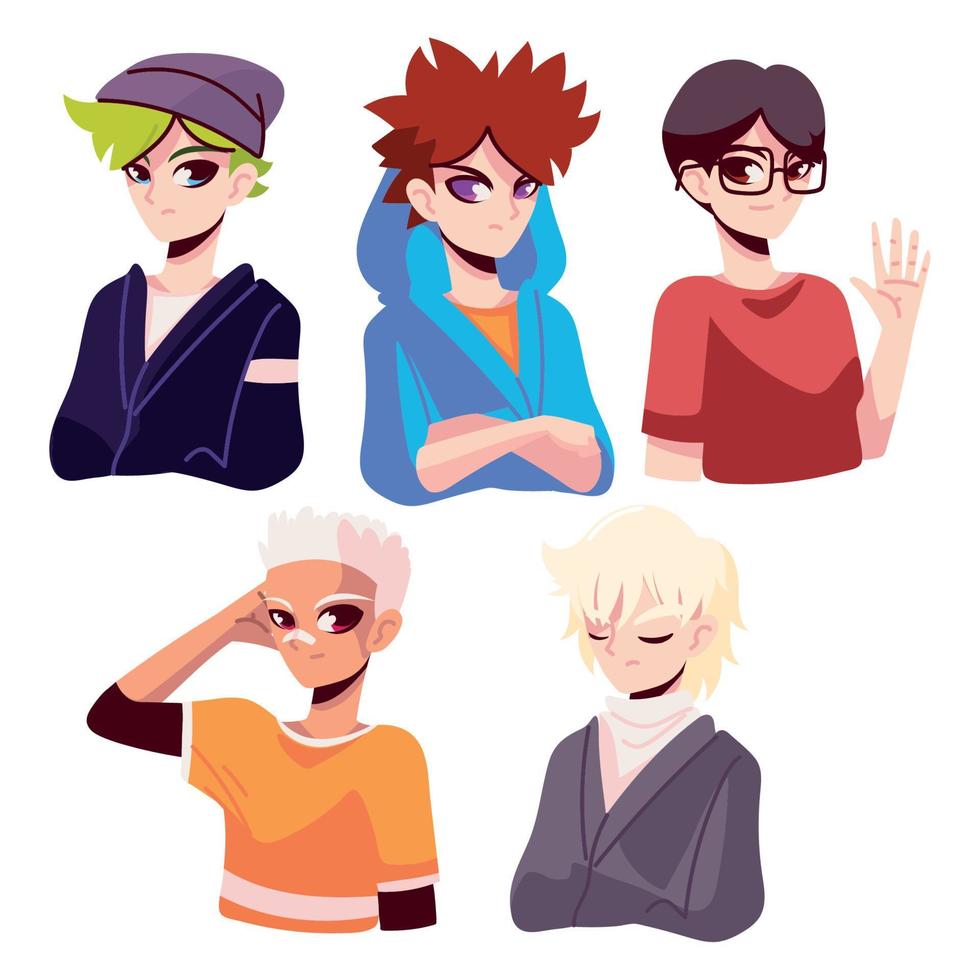 group anime men vector