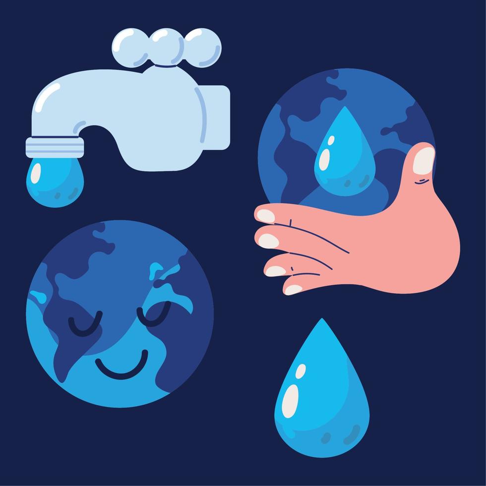 icons world water day vector