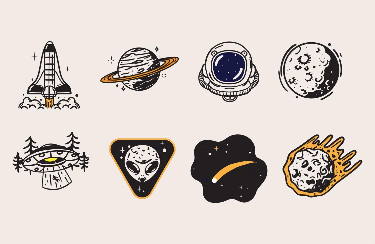 iconos retros del espacio vector